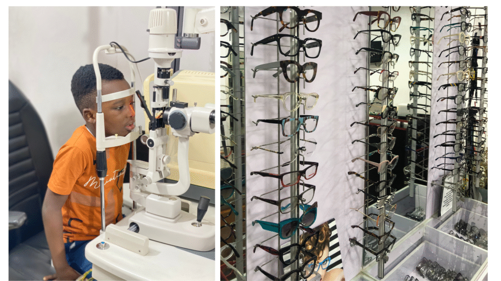 “Patient undergoing painless eye pressure test at Vision Plus Specialist Eye Clinic, Victoria Island Lagos.”